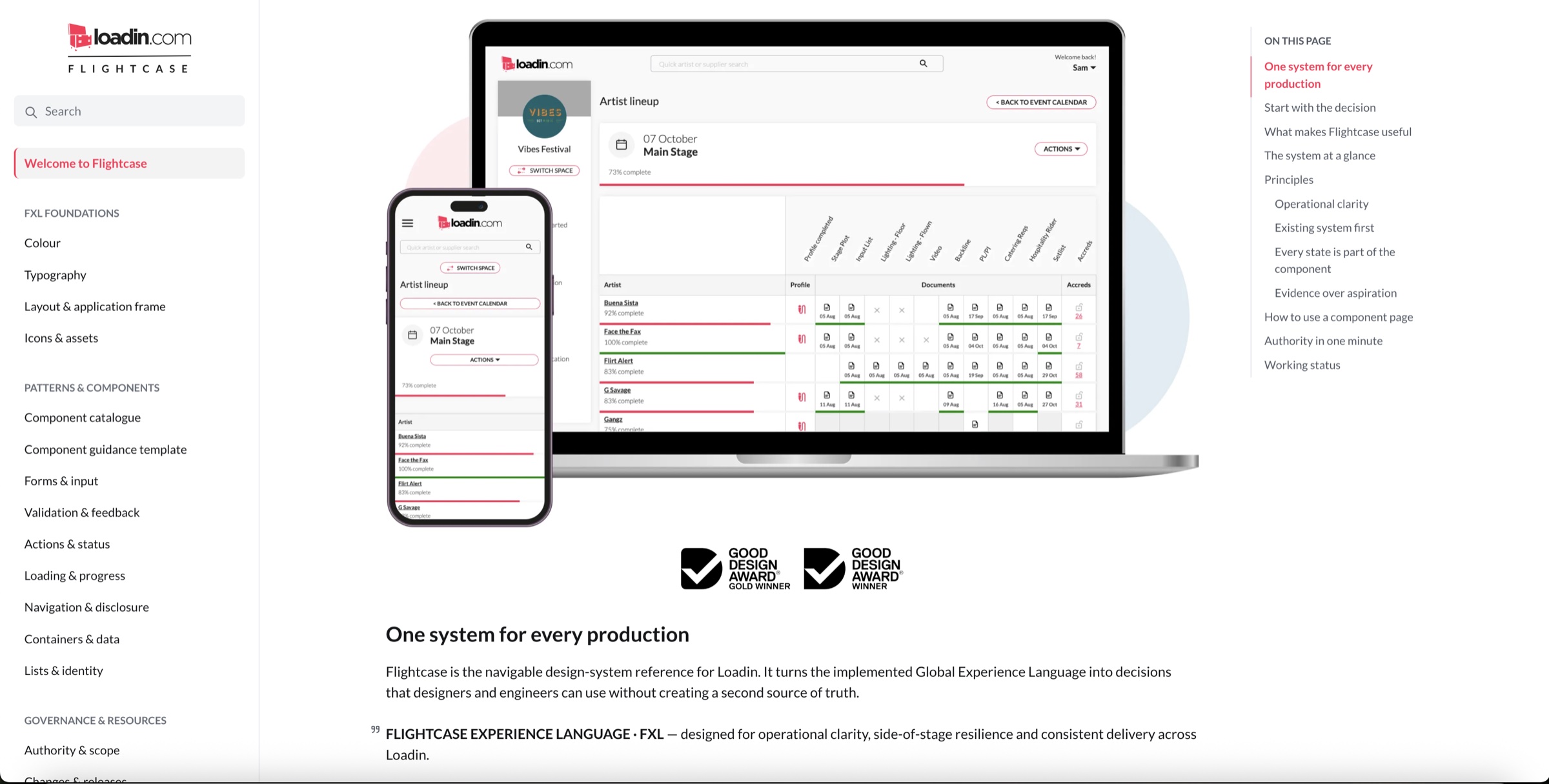 Welcome to Flightcase — the FXL documentation property, with the Loadin apps front and centre